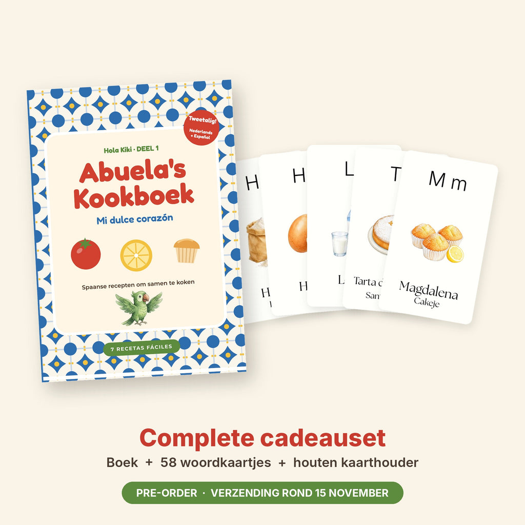 Abuela's Kookboek complete cadeauset: kookboek, 58 Spaanse woordkaartjes en houten kaarthouder
