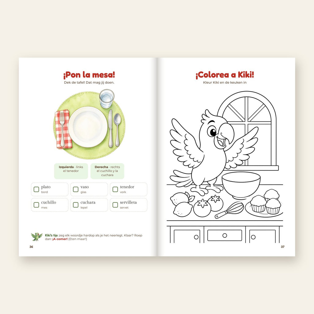 Inkijkje in Abuela's Kookboek: tafel dekken in het Spaans en een kleurplaat van Kiki